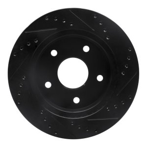 Dodge Ram 1500 Brake Rotor (1) - Front Left - R1 Concepts - Drilled & Slotted - Black - `00-`01